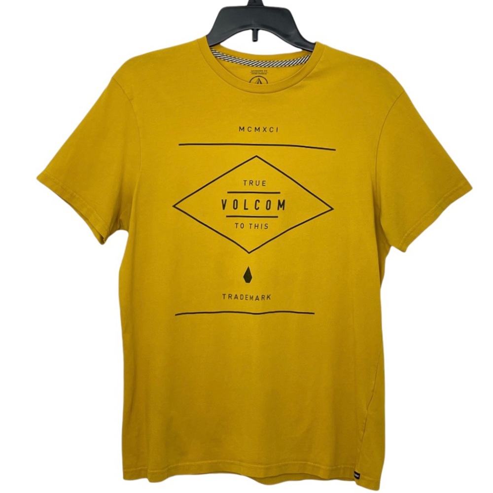 Volcom Modern Fit Short Sleeve Graphic T-shirt Mustard Yellow Size Medium